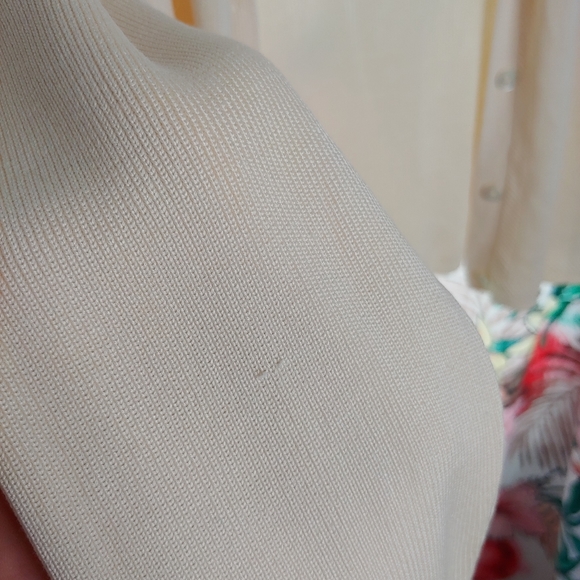 Ralph Lauren | Vintage Silk Cream Beige Woven Knit Cardigan Button Down XL - Picture 8 of 11